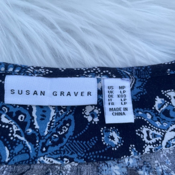 Susan Graver Womens Floral Woven Tie Neck Peasant Tunic Top - Size Med. petite - Picture 5 of 12